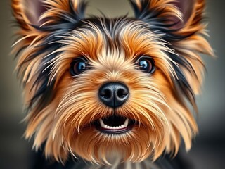 Naklejka premium A close-up portrait of a proud Yorkshire Terrier's expressive face, highlighting its features, regal, animal