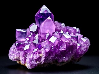 Fototapeta premium Dazzling amethyst crystal cluster, deep purple hues , mineral, deep