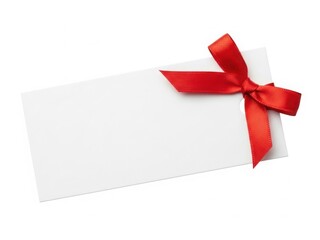 White envelope with red ribbon isolated on white background