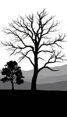 Obraz premium Stylized tree silhouettes in black and white, ideal for minimalist projects, trees, clipart