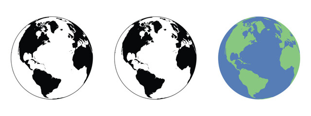 Fototapeta premium Earth Globe Vector Illustration, planet Earth vector design in multiple styles, flat and 3D visuals, world mapping graphics, global travel icons, and digital illustration assets.