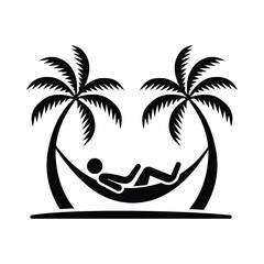 Person relaxing in a hammock symbol