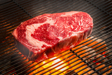 ワイルドに焼くステーキ　Grill a steak over an outdoor