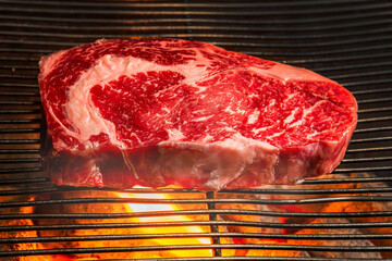 ワイルドに焼くステーキ　Grill a steak over an outdoor