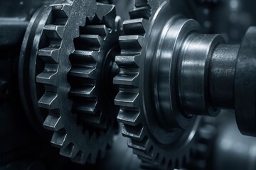 Interlocking Gears: A close-up shot of meshing gears showcasing the intricate mechanics and metallic detail, representing industry and the power of collaboration.