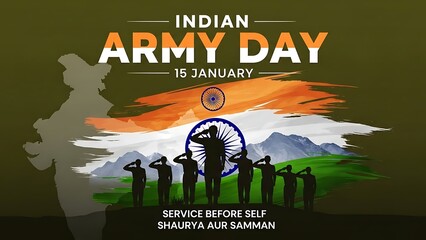 Indian Army Day Minimal Silhouette Poster with National Pride