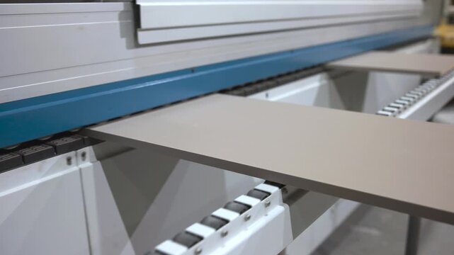 Precisionguided Conveyor Directs MDF Sheets Into Processing Machinery Seamlessly And Efficiently. Media