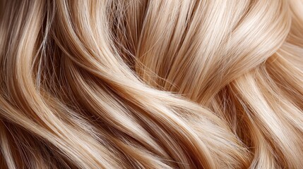 Naklejka premium Close-up of beautiful, wavy, blonde hair with highlights and a soft, natural texture