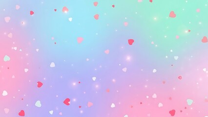 Colorful background with hearts and sparkles