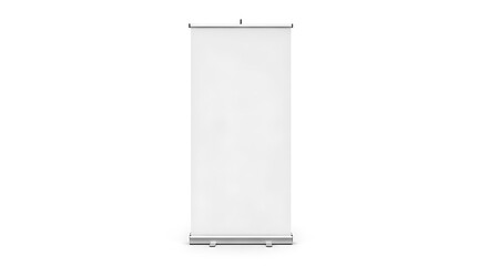 Blank white rollup banner stand for advertising and marketing presentation isolated on white background