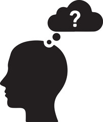 Thinking silhouette with cloud