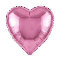 Shiny pink heart shaped foil balloon on transparent background