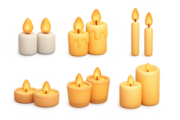 Candle icon collection for design projects and holiday decorations