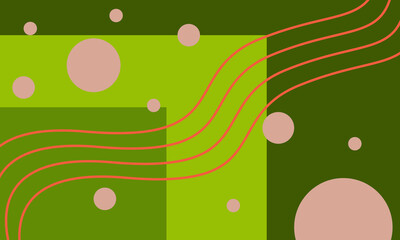 Abstract background with green, brown circles and lines.