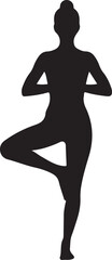  Yoga pose human silhouette, balanced composition, white background