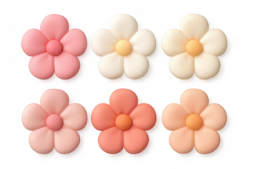 Floral petal icons collection in pastel tones for decorative designs