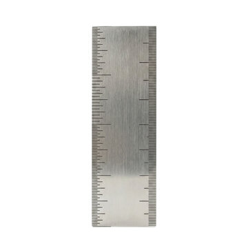 Precision silver metal ruler scale on transparent background