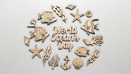 Wooden ocean creatures celebrate World Oceans Day with eco friendly message