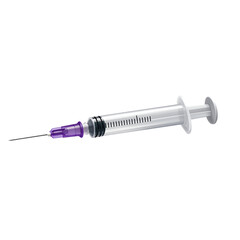 Fototapeta premium Disposable syringe with purple needle cap