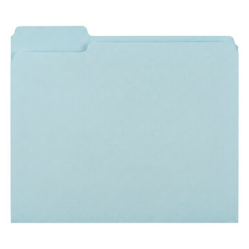 Light blue office file folder on transparent background