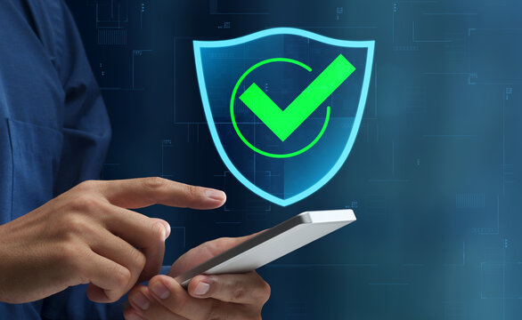 Secure payment. Digital wallet for mobile online payment. Man using smartphone to make token-based payment. - Powered by Adobe