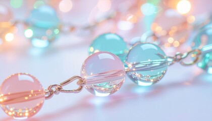 パステルカラーのカラフルなビーズ、ガラス玉の背景画像　きれいでかわいいグラフィックス素材　明るいスタジオ照明の反射光