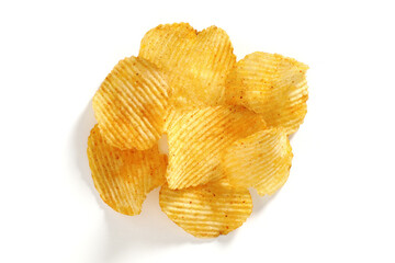 Potato chips on white
