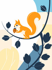 a-curious-squirrel-with-a-nut-in-its-paw-jumps-fro