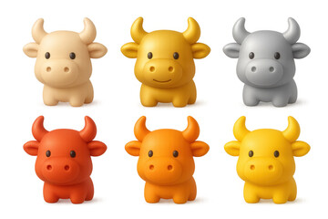 Fototapeta premium Colorful ox icon set for lunar new year celebrations and design projects