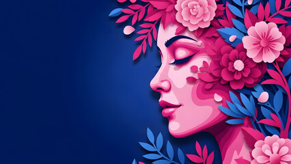 International women's day celebration with floral portrait of a woman