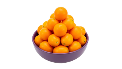 Purple bowl filled with fresh oranges