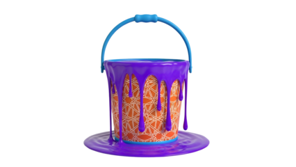 Purple bucket with orange pattern