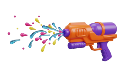 Water gun spraying colorful water