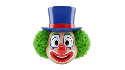 Cheerful clown face with top hat