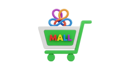 Shopping cart with colorful accessories