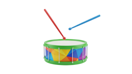 Colorful drum with sticks