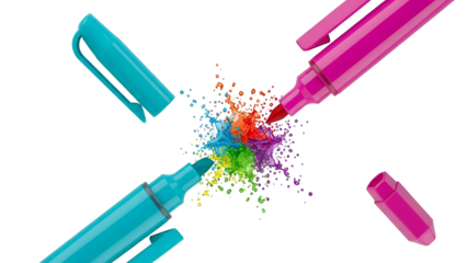 Colorful highlighter explosion