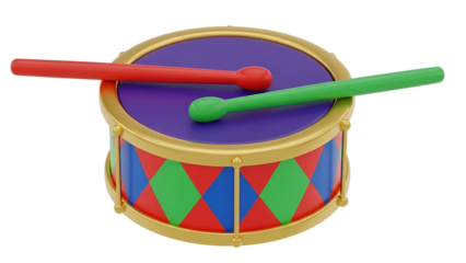 Colorful drum with sticks