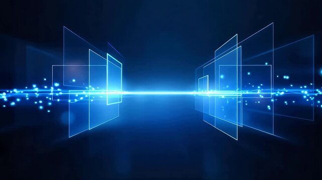 Abstract blue light and geometric shapes