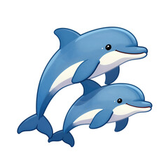 Obraz premium Two playful dolphins in mid-jump