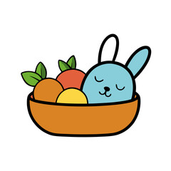 easter bunny with basket of eggs