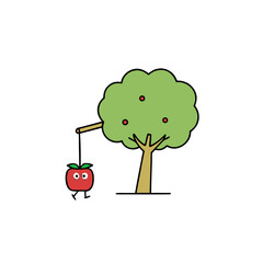 apple tree cartoon illustration