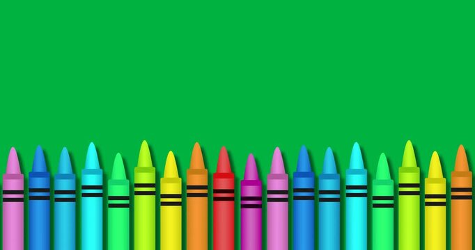 Animation of colorful crayons against black background