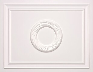 White molded ceiling panel with central textured circular design