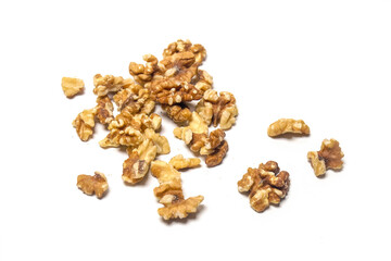 peeled roasted walnut, isolated on white background