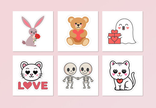 Valentine Sticker Design Template