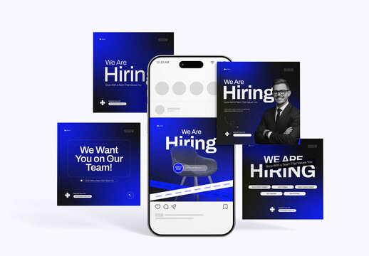 Modern We Are Hiring Social Media Post Template for Company Job Vacancy Promotion