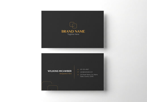 Minimalist Modern Business Card Template with Luxury Gold and Dark Theme