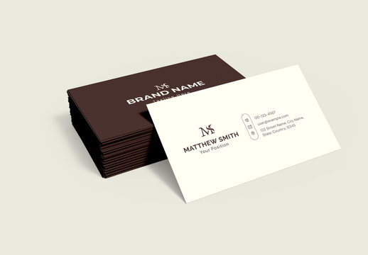 Elegant Dark Brown and Cream Corporate Business Card Design Layout