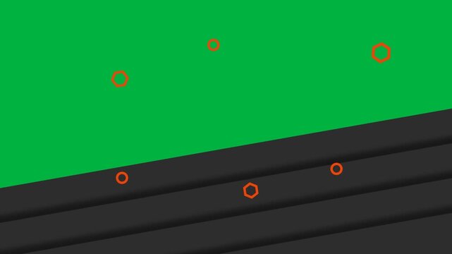 Animation of black organic shape and small red hexagons moving on white background